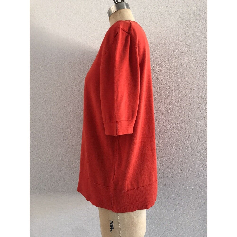 COS Orange Short Sleeve Cotton Bold Minimalist Relaxed Sweater Knit Top M - Picture 3 of 8